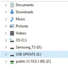 Appendix 3. The USB UPDATE folder will be displayed. If this folder is not displayed, automatically, select the USB UPDATE drive from Windows Explorer. 4.