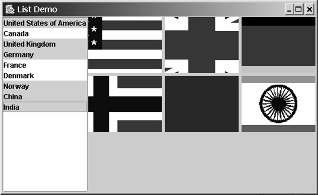 Example: Using Lists This example gives a program that lets users select countries in