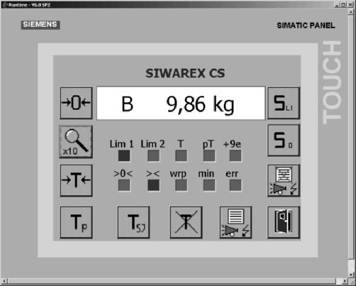 Weighing Electronics SIWAREX - PLC-based weighing modules SIWAREX CS Siemens AG 011 Weighing functions Scale faceplate in the SIWAREX CS software "Getting started" In addition to the configuration