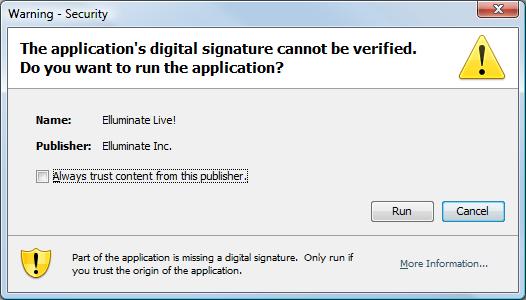 Then verify you want to run the application.