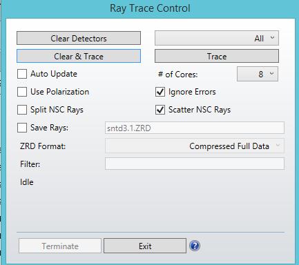 Also click the Detector Viewer, so that you can view of the resulting ray trace.
