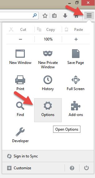 b) If a subscriber is using Firefox 29 they will access the browser Options a little differently. The browser no longer has a Firefox drop down menu.