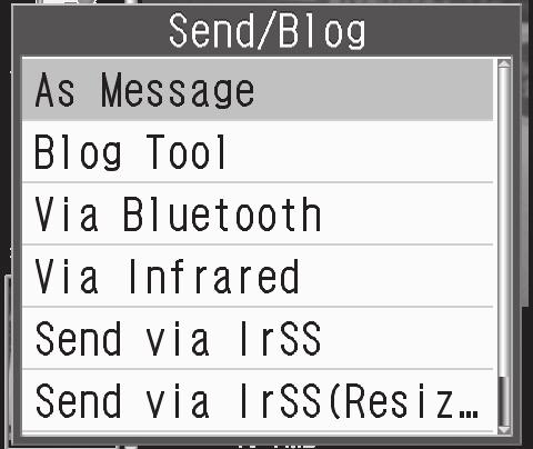 Sending Images Send images to blogs, etc. via mail. Infrared and other options can also be used for sending images to other devices.