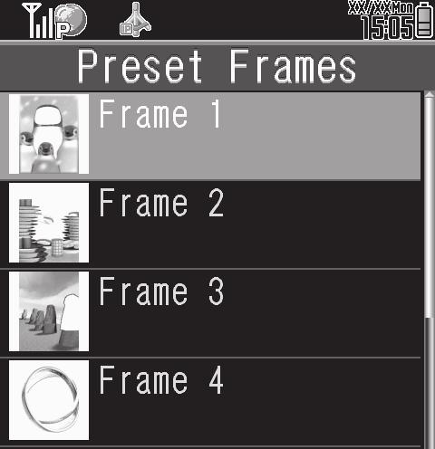 Shooting Modes Adding Frames (Photo Camera) Long Exposure (Photo Camera) 1 In mode menu, Add Frame S % 2 Preset Frames S