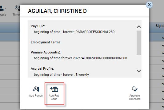 2) The second option is to right-click on the employee s name and click on the Add Pay Code icon.