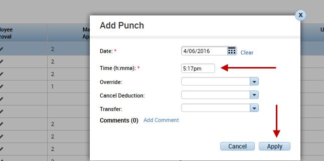 . Enter the confirm Date, then add punch in Time
