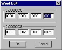 Double-click the row of bytes you want to edit: A dialog box is displayed: You can now edit the corresponding values in the memory directly.