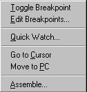 THE C-SPY WINDOW REFERENCE Debug bar The following diagram shows the command corresponding to each button: Toggle breakpoint Reset Step Go Out Go Find Stop Step Into Autostep Go to Cursor Toggle