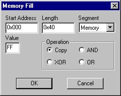 REFERENCE CONTROL MENU MEMORY FILL Allows you to fill a specified area of memory with a value.