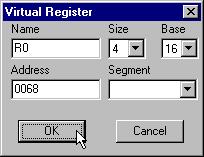 Register Setup Allows you to specify which registers are displayed in the Register window and to define virtual registers.