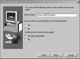 Select your printer model (fig. 3.13); then, click Next. The Printer Information window appears (fig. 3.14).