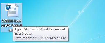 Used Programs Desktop shortcut to the Word 2010