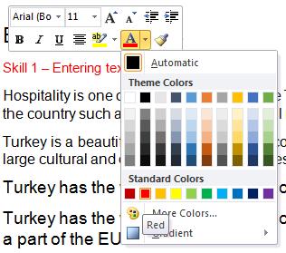 Skill 9- Changing the Font Color Objective Method 1-Select the text.