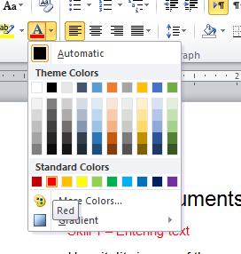 3-Click on the Font Color arrow, and choose the desired color from the list.