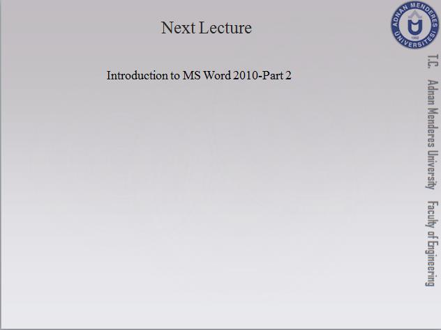 Next Lecture