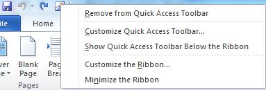 Quick Access Toolbar To remove a command from it: 1- Right-click on that command