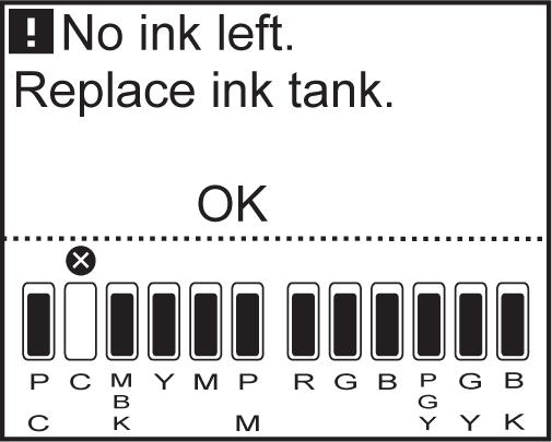 Caution Important There may be ink around the ink supply section of ink tanks you removed. Handle ink tanks carefully during replacement. The ink may stain clothing.