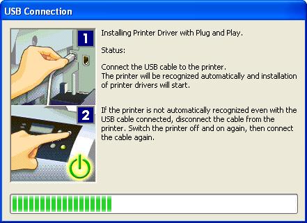 ipf6400 Installing the Software (Windows) Important For USB connections, when the dialog box at right is displayed, make sure the printer is on and
