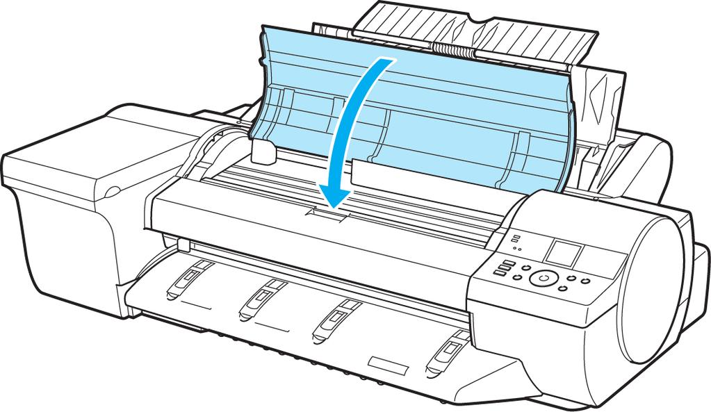 ipf6400 Clearing a Jammed Sheet, Fed Manually 1. Open the Top Cover and manually move the Carriage to the side. 2. Clear any jammed paper from inside the Top Cover.