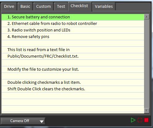 Checklist The Checklist tab can be used by teams to create a list of tasks to perform before or between