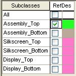Lesson 2 Managing the PCB Editor Work Environment 6. Under the Subclasses column, enable the visibility box for the subclass ASSEMBLY_TOP.