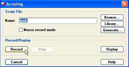 While a script is recording, the script file name appears in the Status window. All your executed commands will be recorded in a text file, until you stop the recording.