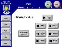 From the left column on the control screen, press either DVD or VCR to bring up the playback controls.