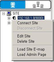 Chapter 2. For the start of CMS 2 [Site address pop-up menu] 1. <Root> By right-click onto SITE, menu appears. Disconnect all sites Site adding Local E-Map can be shared with users.