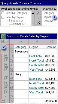 With Query, you can select the columns of data that you want and bring only that data into Excel.