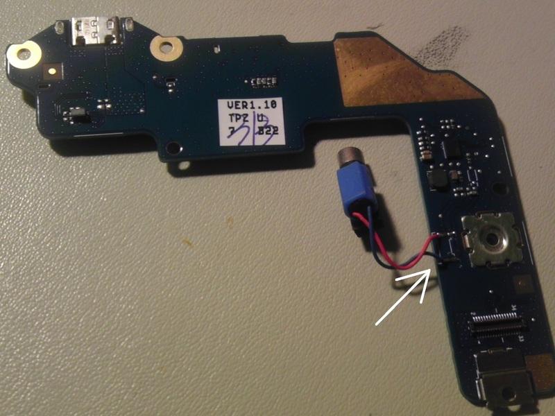 The vibrator motor may be soldered directly to the USB Board requiring the motor to be pried up