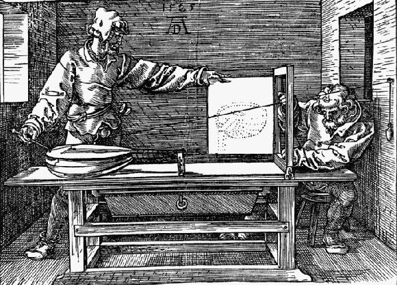 Origins of Ray Tracing Generalizing from Durer s wood cut showing perspective projection Durer: Record string intersection from center of projection(eye) to nearest object as points on a 2D plane