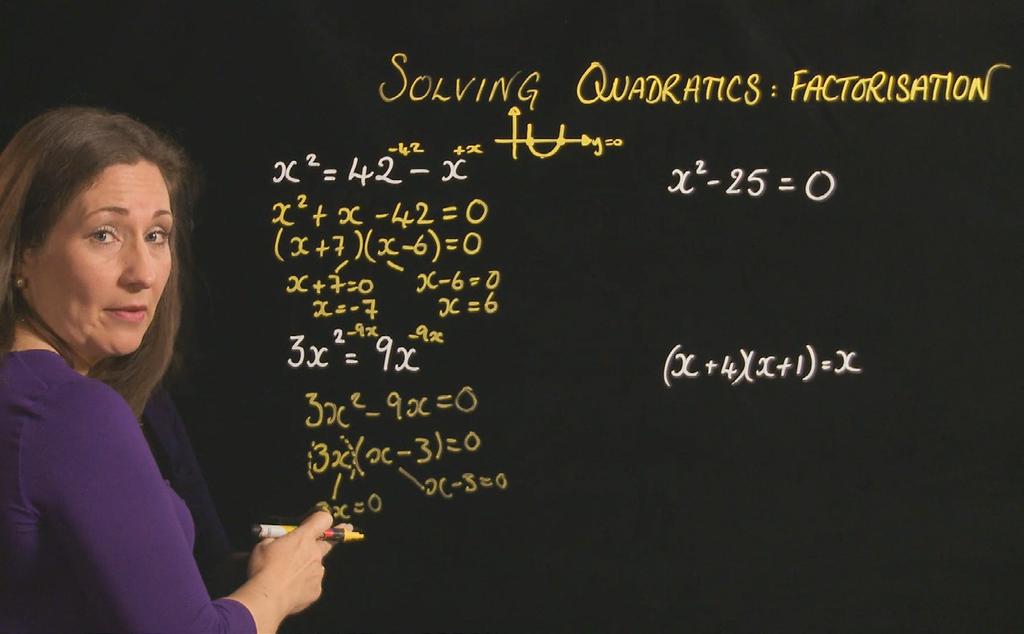 Factorisation This video shows one of the methods used to solve a quadratic equation.