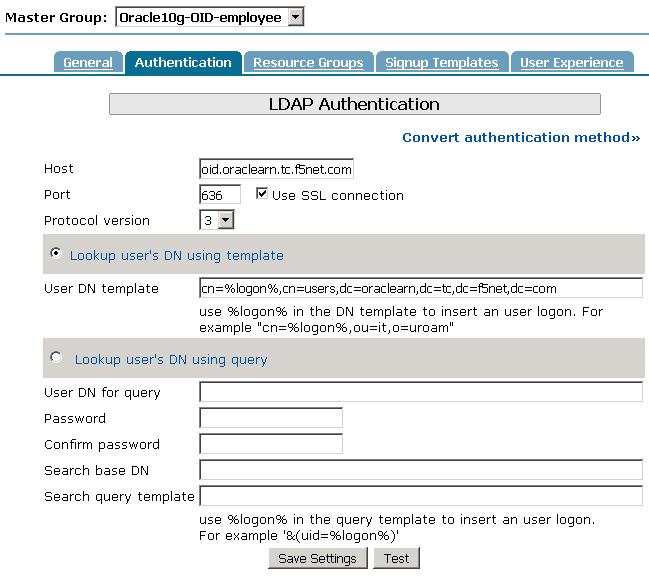 Figure 3.4 Configuring the Authentication settings Limiting access for the Partner group The FirePass controller allows you to limit access for specific groups on a very granular level.
