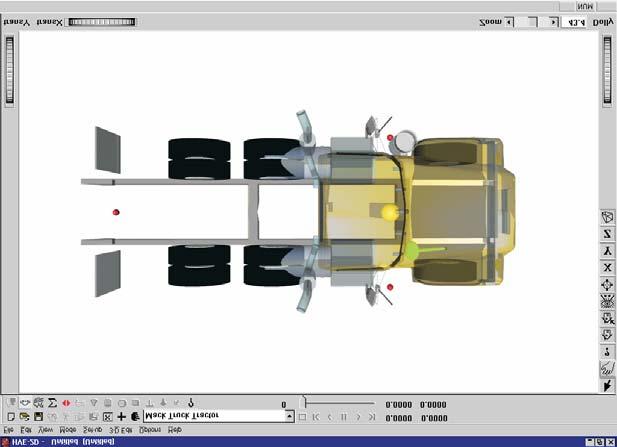 EDVTS Creating the Vehicles Figure 5-5 Mack Tractor after adding its geometry file. Click on the CG and choose Color.