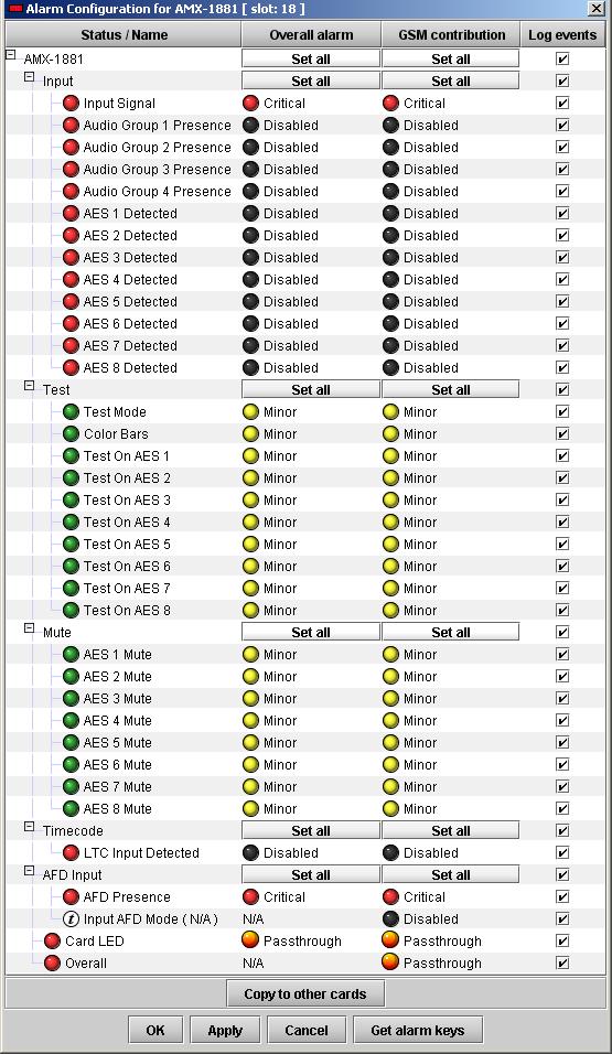 ANNEX 2 Alarm Configuration Click on the Alarm Config button on the left-hand side of the icontrol panel to open this panel in new window.