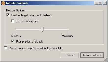 Figure 1. Initiate Failback Storage Mirroring Application Manager 4.