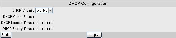 8.2.3 DHCP Configuration Disable or enable the DHCP Client role of the Switch.