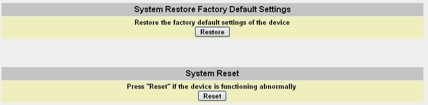 8.21 System Restart Menu Restart Option Click one of these buttons to reset/restart the system without turning OFF the power.