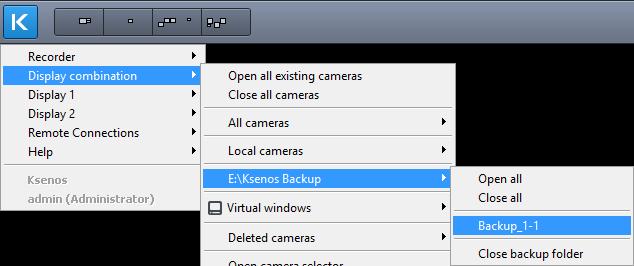 BACKUPS Viewing backups Viewing backups Open the Backup folder from the Recorder menu. Open the backup cameras from the display menu (Image 6.2).
