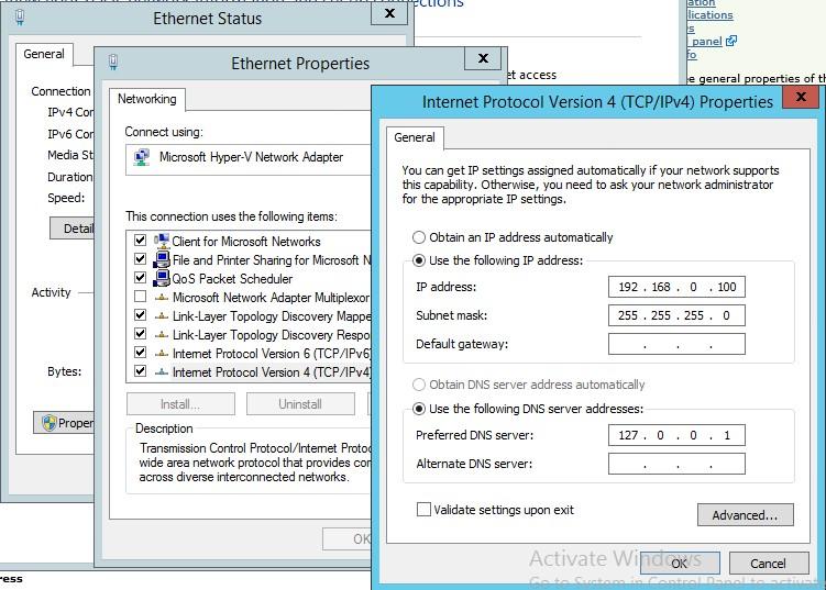 Installation Manual 12. Manual IP Address Assignment 2. Select the IP interface and then click Properties to change the IP address settings as shown in the figures below.