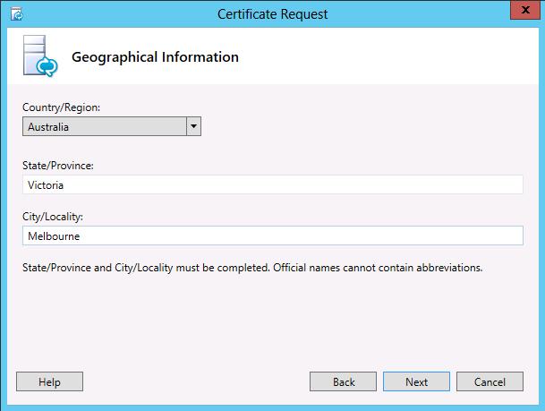 Installation Manual 17. Configuring Certificates Figure 17-52: Geographical Information 11.