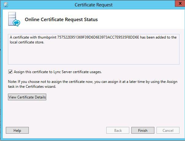 CloudBond 365 Figure 17-58: Online Certificate Request Status 2.