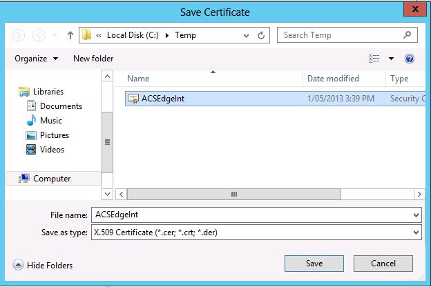 Figure 17-66: Manually Generating a Certificate Save Request 17.9.4.