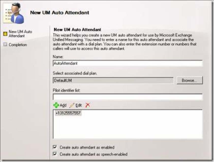 Enter the required telephone number on the Subscriber Access tab of the newly created UM Dial Plan (e.g., +13125557556).