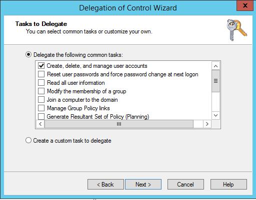Select the 'Create, delete, and manage user accounts' check box,