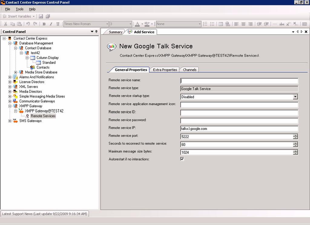 In the left pane of the Control Panel window, right-click the Remote Services node for