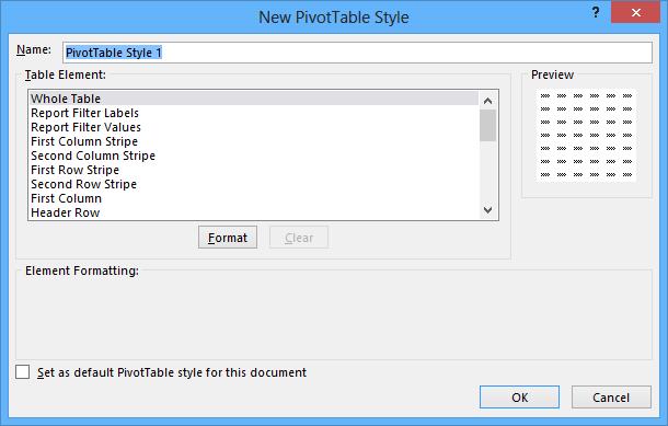 9 Click New PivotTable Style to open the New PivotTable