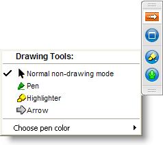 presenter pauses the presentation. To use a Drawing Tool 1. Click the Select Drawing Tool button on the Attendee Grab Tab. 2. Select the desired tool from the Drawing Tools drop-down menu.