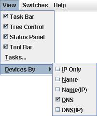 View Menu View Menu Use the check boxes in the View Menu to hide or display the Task Bar, Tree Control, Status Panel, or Tool Bar. A checked box indicates that the item is displayed.