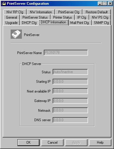7.13 DHCP Information - DHCP Information The DHCP Information page can be used to display the DHCP server information when the print server is with DHCP server function.